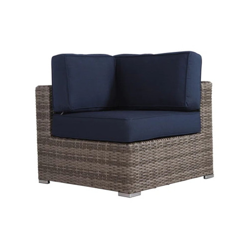 Stylish Rattan Wicker 6 Person Seating Group With Premium Sunbrella Cushions Perfect For Outdoor Entertaining - Dark Gray / Navy Blue