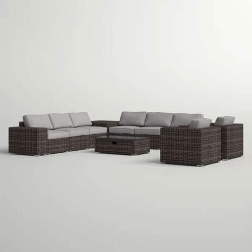 8 Person Outdoor Seating Group Elegant And Comfortable Conversation Set For Patios, Decks, Backyards - Espresso / Gray
