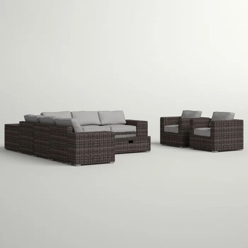 8 Person Outdoor Seating Group Elegant And Comfortable Conversation Set For Patios, Decks, Backyards - Espresso / Gray