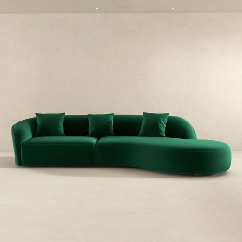 Elijah - Japandi Style Curvy Sectional Sofa - Green