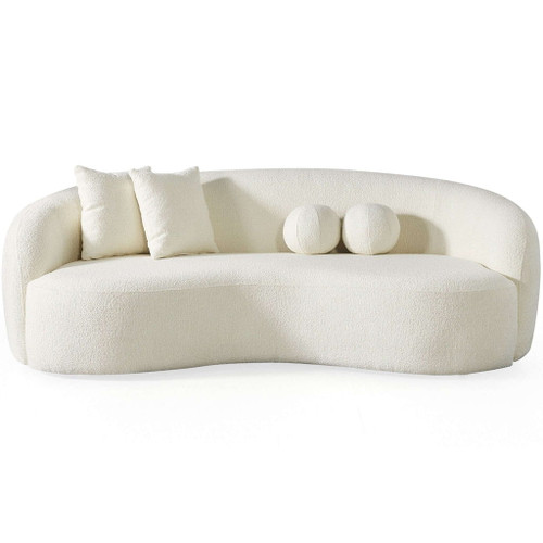 Drake - Japandi Style Curvy Sofa - Ivory White / White