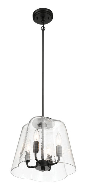 Soiree - 4 Candle Lights Pendant - Black / Clear