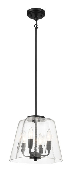 Soiree - 4 Candle Lights Pendant - Black / Clear