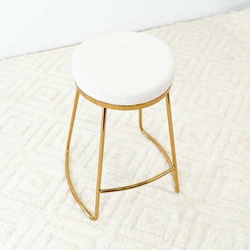 Jane - Mid-Century Modern Luxury Upholstered Stool - White