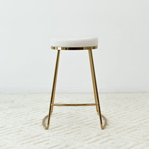 Jane - Mid-Century Modern Luxury Upholstered Stool - White