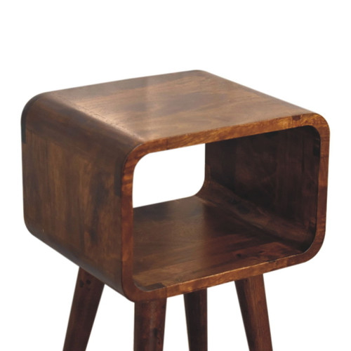 Mini Curved Open Bedside Table - Brown