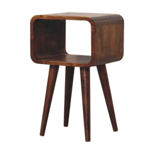 Mini Curved Open Bedside Table - Brown