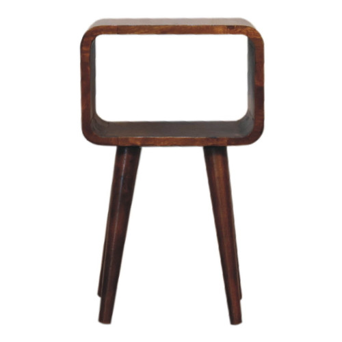 Mini Curved Open Bedside Table - Brown