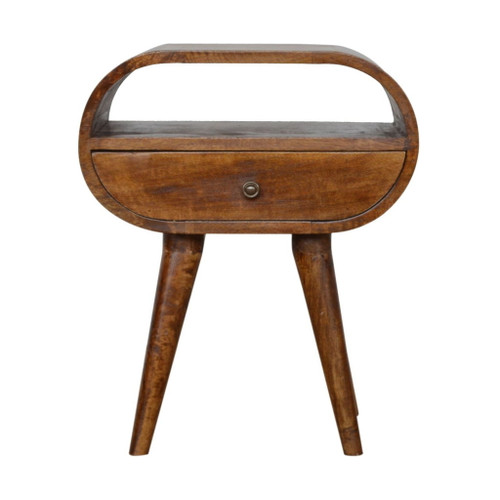 Circular Open Bedside Table - Chestnut