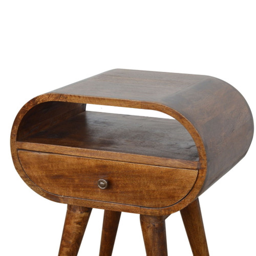 Circular Open Bedside Table - Chestnut