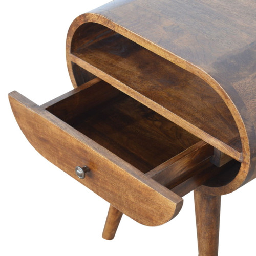 Circular Open Bedside Table - Chestnut