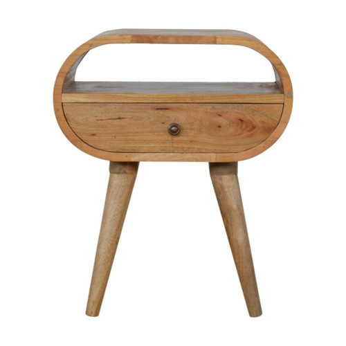 Circular Open Slot Nightstand - Oak