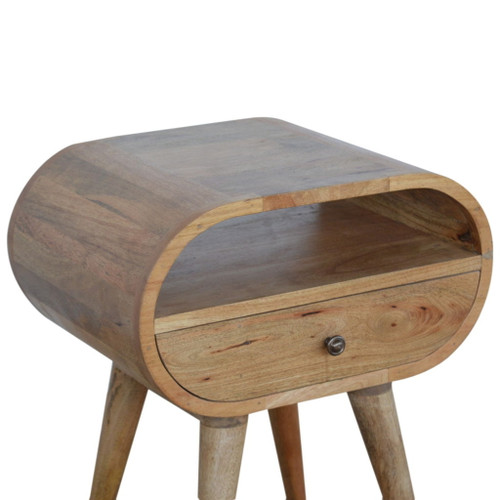 Circular Open Slot Nightstand - Oak