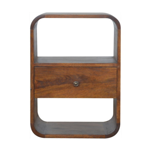 Curved Edge Nightstand - Chestnut