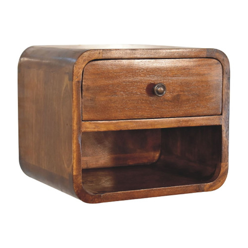 Mini Curve Floating Nightstand - Chestnut