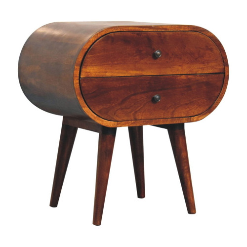 Large Circular Bedside Table - Brown