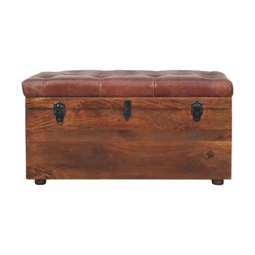 Buffalo - Hide Leather Storage Trunk - Brown