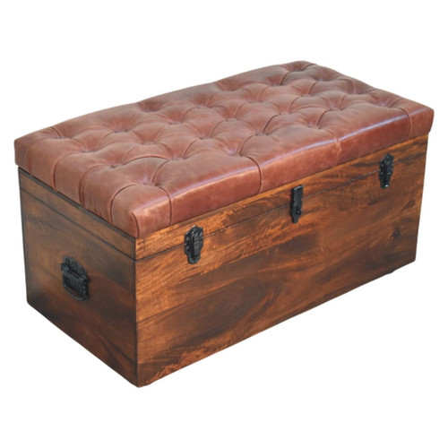 Buffalo - Hide Leather Storage Trunk - Brown