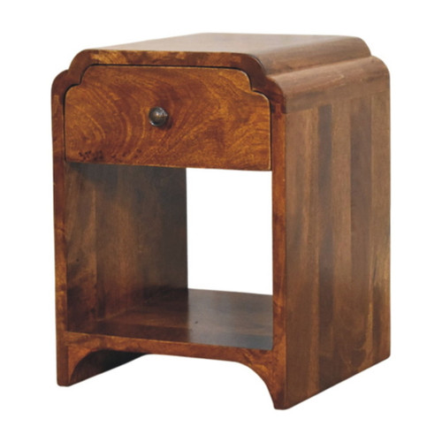 Newton - Mini Nightstand With A Drawer And Open Shelf - Brown