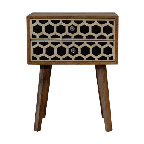 Inlay - Bone Scandi Bedside Table - Oak