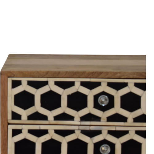 Inlay - Bone Scandi Bedside Table - Oak