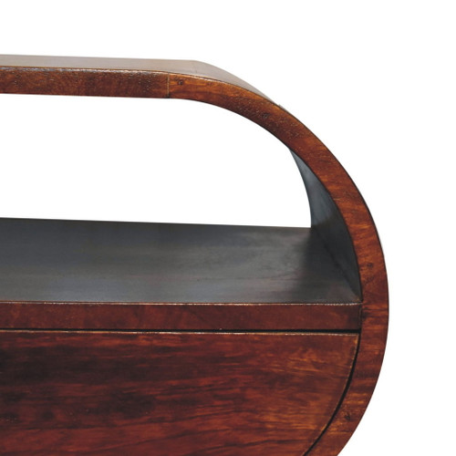 Large Circular Open Bedside Table - Brown