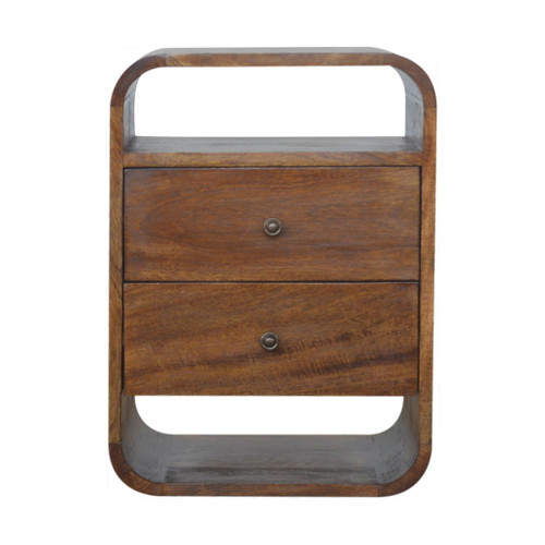 Curve 2 Drawer Nightstand - Brown