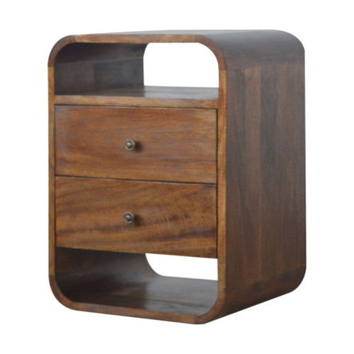 Curve 2 Drawer Nightstand - Brown
