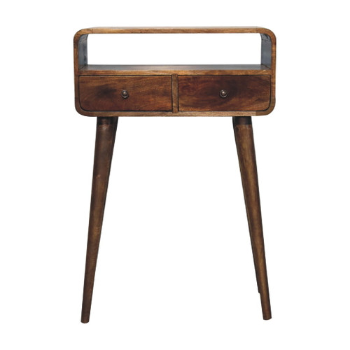 Mini Curved Console, 2 Drawer - Natural
