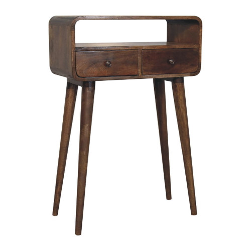 Mini Curved Console, 2 Drawer - Natural