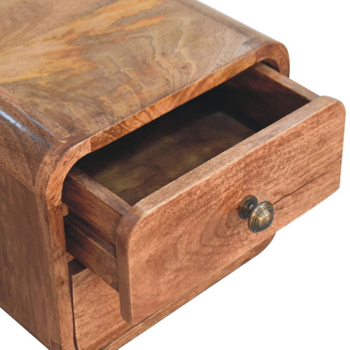 Mini Curved Wall Mounted Bedside Table - Brown
