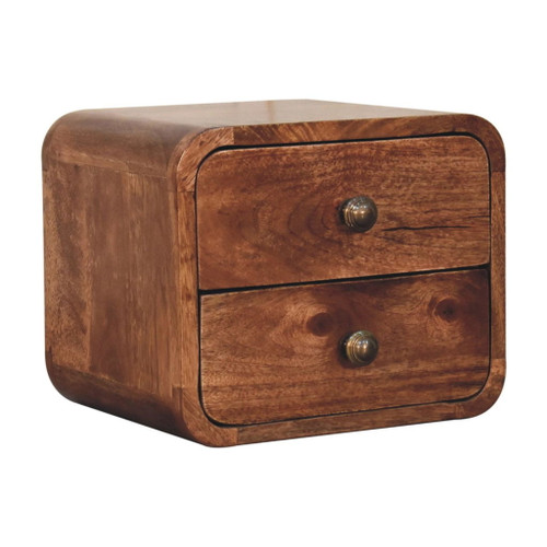 Mini Curved Wall Mounted Bedside Table - Brown