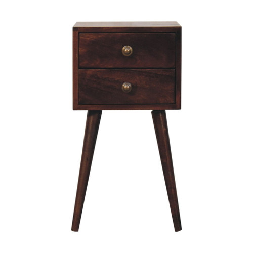 Mini 2 Drawer Bedside Table - Walnut