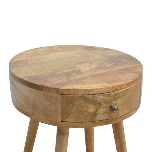 Nordic Circular Shaped Bedside Table - Oak