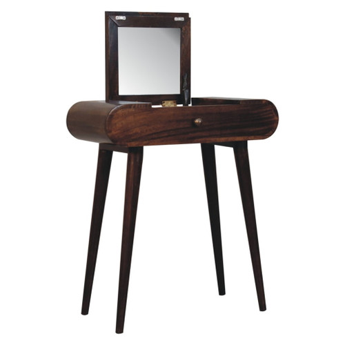 Mini Dressing Table With Foldable Mirror - Walnut