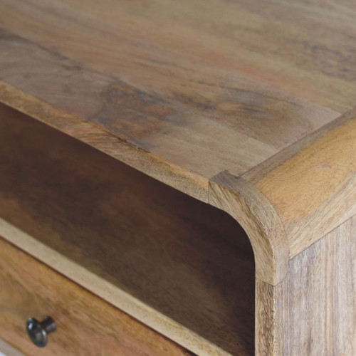 Large Curve Upper Slot Floating Bedside Table - Brown