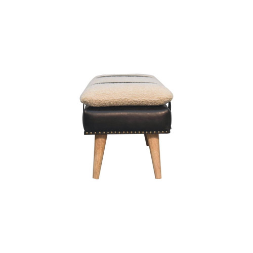 Bouclé Buffalo - Hide Leather Bench - Black