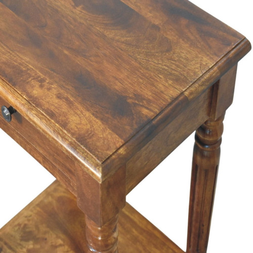Turned Legs 1 Drawer Side Table - Brown