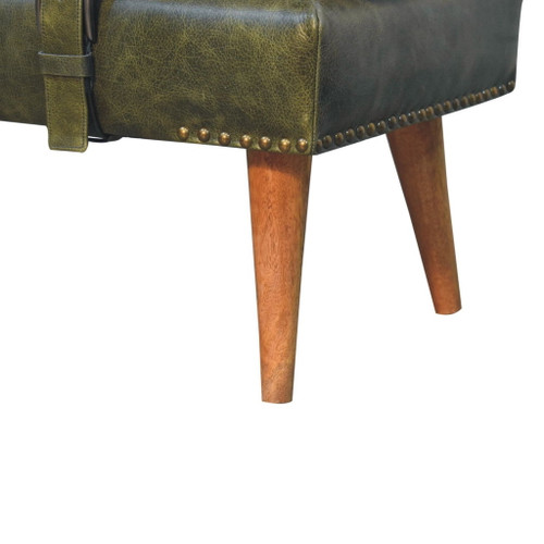 Buffalo - Hide Leather Bench - Olive Green