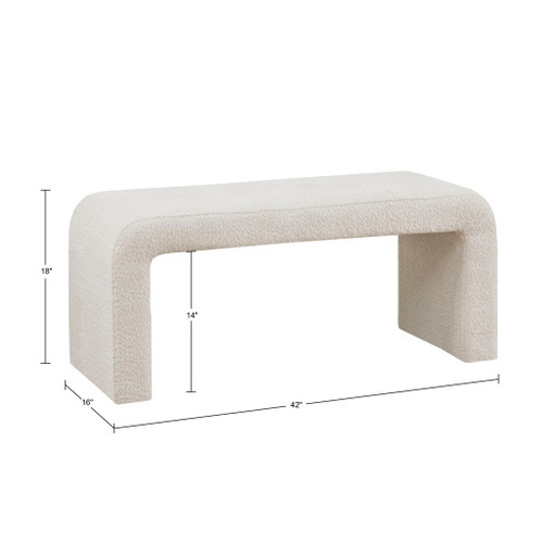 Modern Boucle Waterfall Bench - Cream