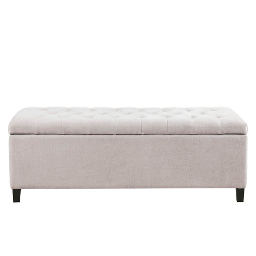 Elegant Design Tufted Top Soft Close Storage Bench Upholstered - Natural