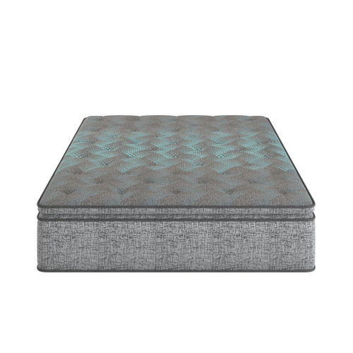 Comfort Care - 10" Twin Extra Long Hybrid Euro Top Mattress Plush Comfort - Gray / Blue