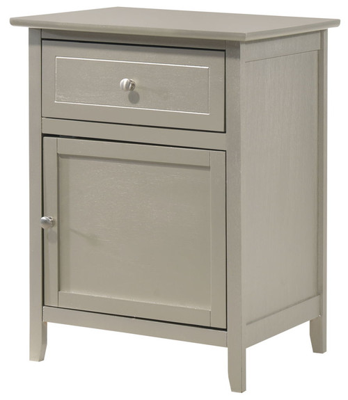 Chic Transitional Nightstand - Silver Champagne