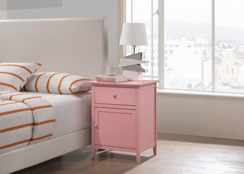 Chic Transitional Nightstand - Pink
