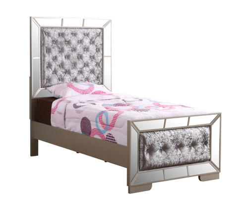 Twin Bed Modern Design - Silver Champagne