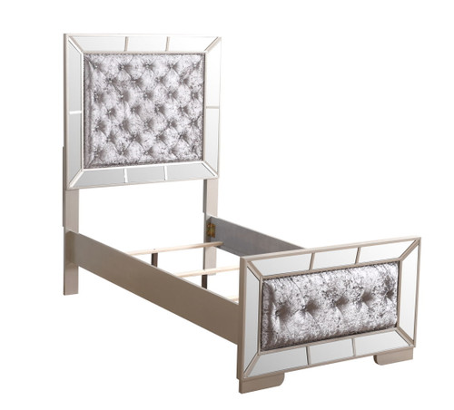 Twin Bed Modern Design - Silver Champagne