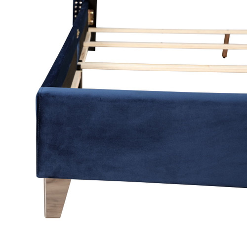 Queen Upholstered Bed - Navy Blue