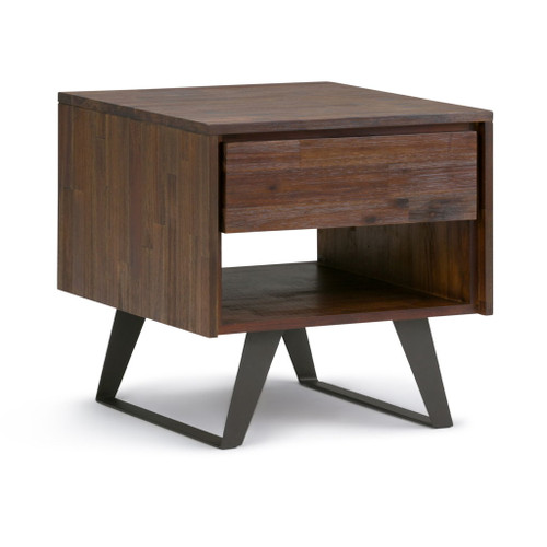 Lowry - End Table - Distressed Charcoal Brown