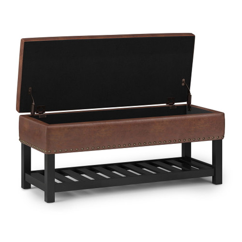 Lomond - Storage Ottoman Bench - Distressed Saddle Brown