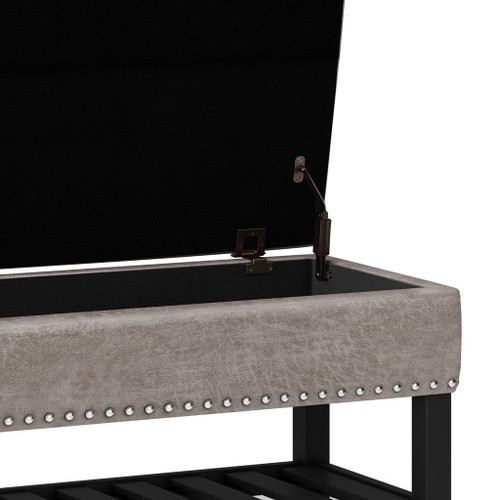 Lomond - Storage Ottoman Bench - Distressed Gray Taupe
